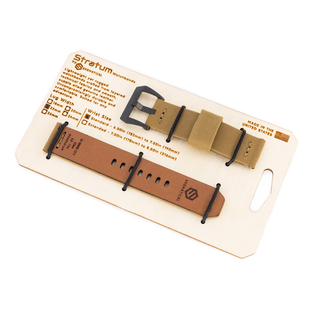 Stratum Cordura & Leather Watchband - Coyote Brown