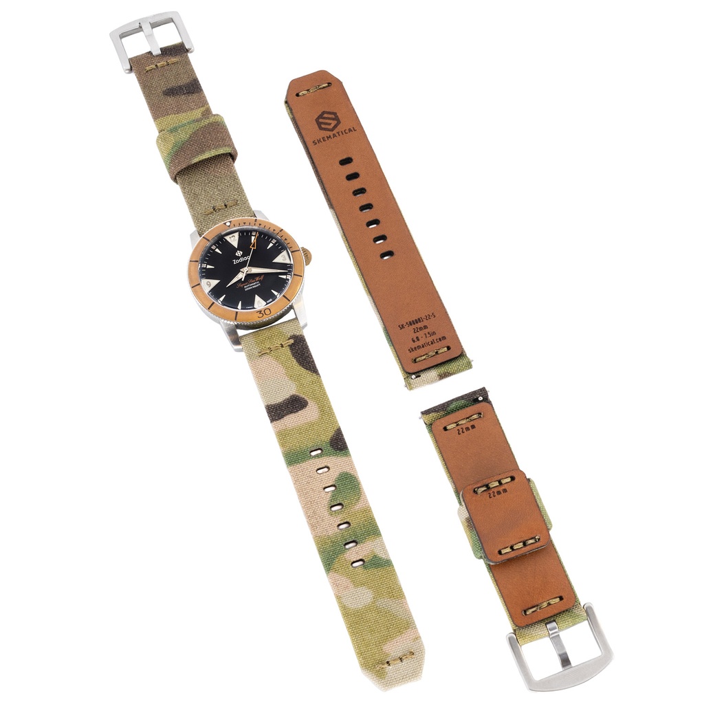 Stratum Cordura & Leather Watchband - Multicam