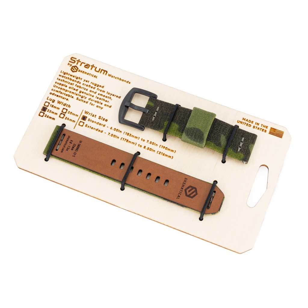 Stratum Cordura & Leather Watchband - Multicam Tropic