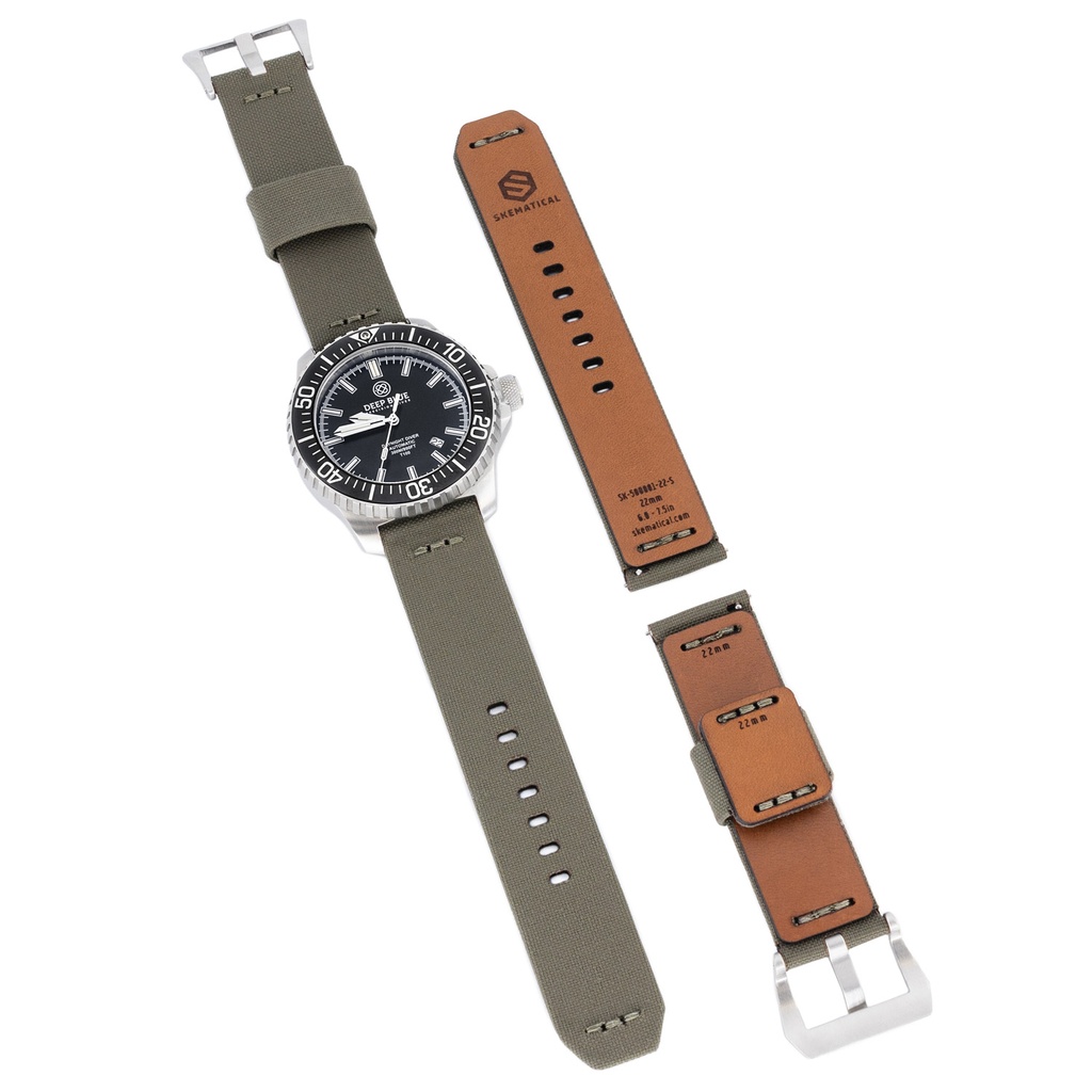 Stratum Cordura & Leather Watchband - Ranger Green