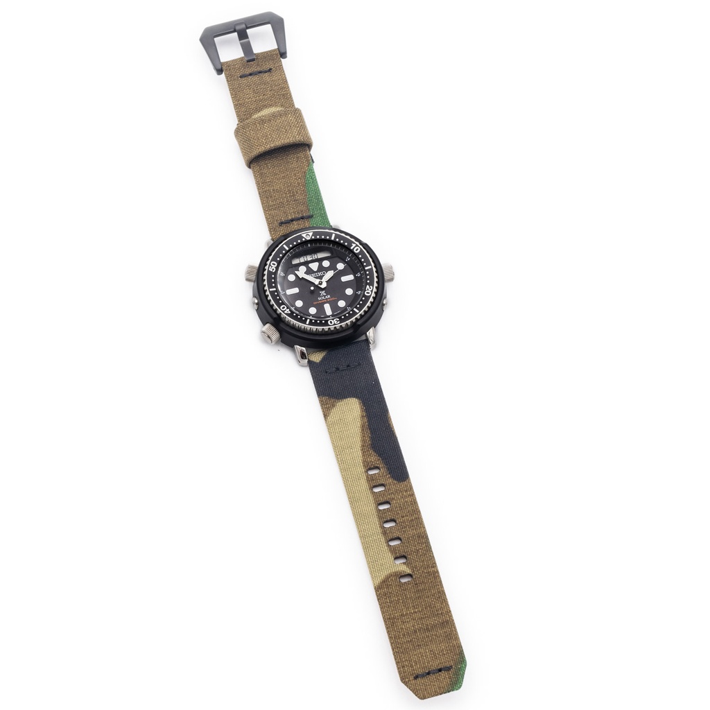 Stratum Cordura & Leather Watchband - Woodland