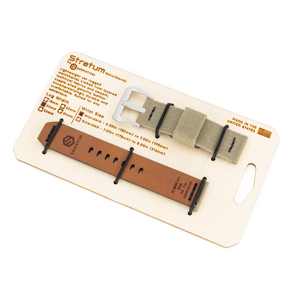 Stratum Cordura & Leather Watchband - Khaki
